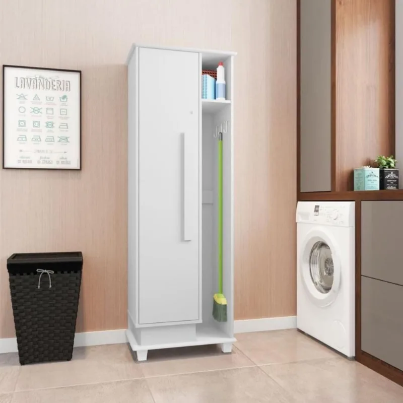 Armário Multiuso Wisconsin 1 Porta 4 Prateleiras MDF Branco Casah