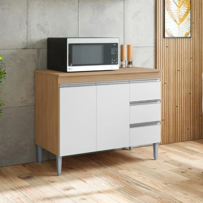 Balcao De Cozinha Florida 2pt 1m Amendoa Branco - Casah - Móveis
