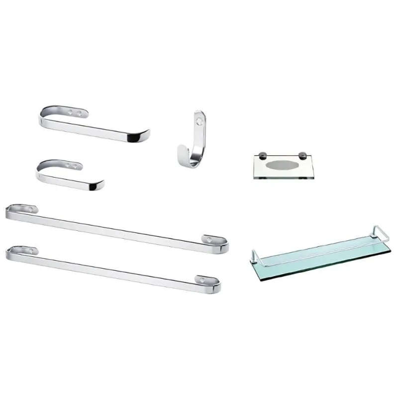 Kit Acessórios para Banheiro 7 Peças Linha Quadrada Inox Mais de Casa - OUTRAS - Agro