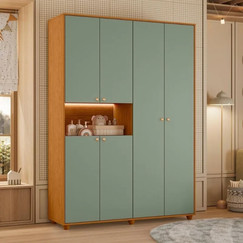 Armário De Quarto 6 Portas Multiuso Com Prateleira Cinamomo - OUTRAS - Móveis