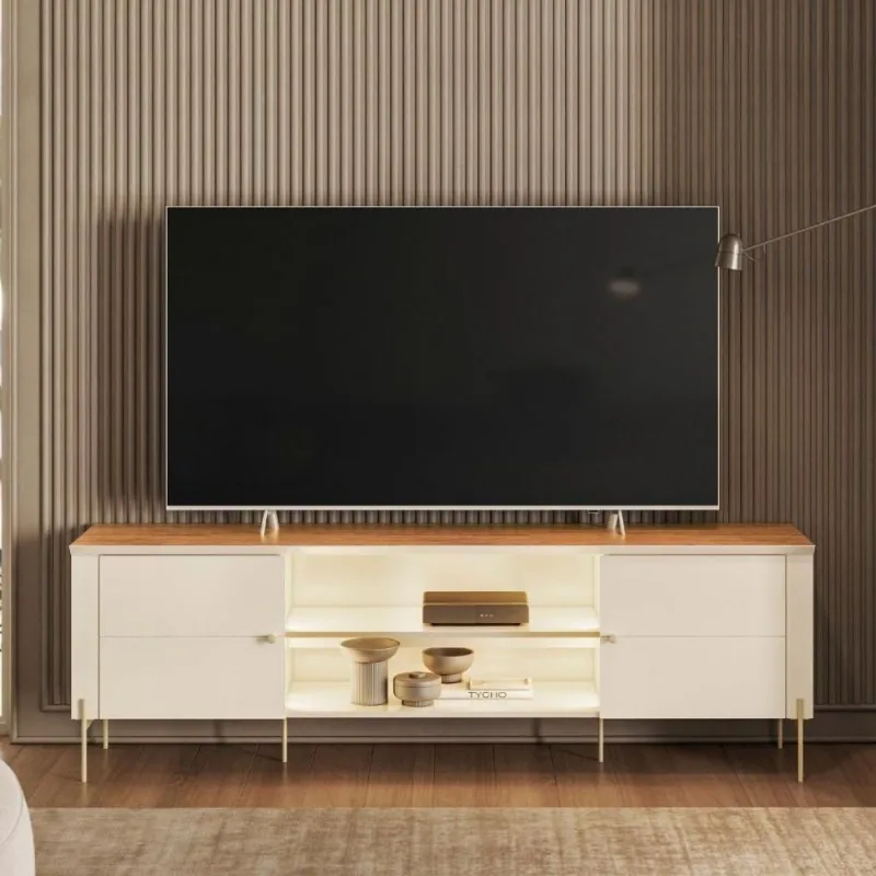 Bancada De Sala Com Divisórias Interna 2 Portas Off White Canela