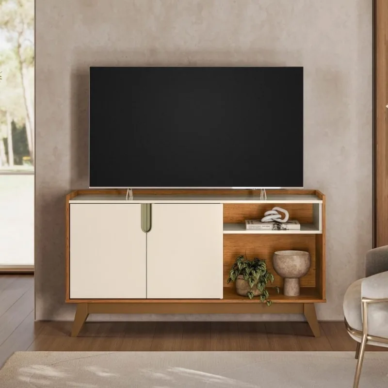 Rack Para Tv Com Divisórias Expostas E Acabamento - OUTRAS - Móveis