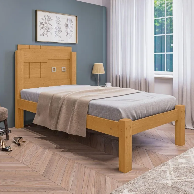 Cama Solteiro com Colchão Jasmim Naturalle MDF Marrom Framar - Framar - Colchões