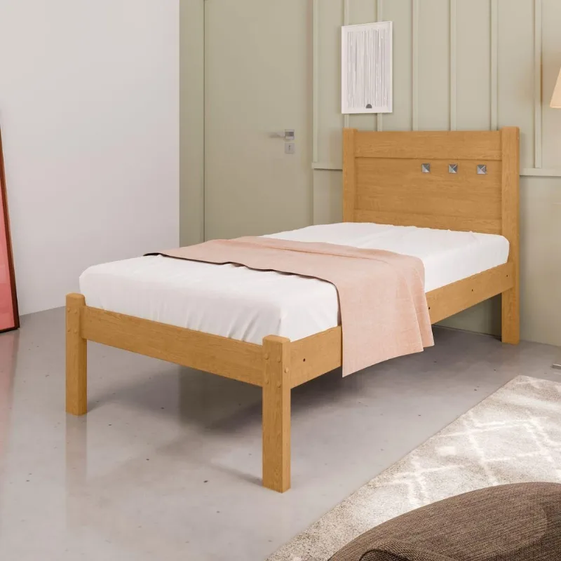 Cama Solteiro Argos com Colchão Naturalle Off White Framar