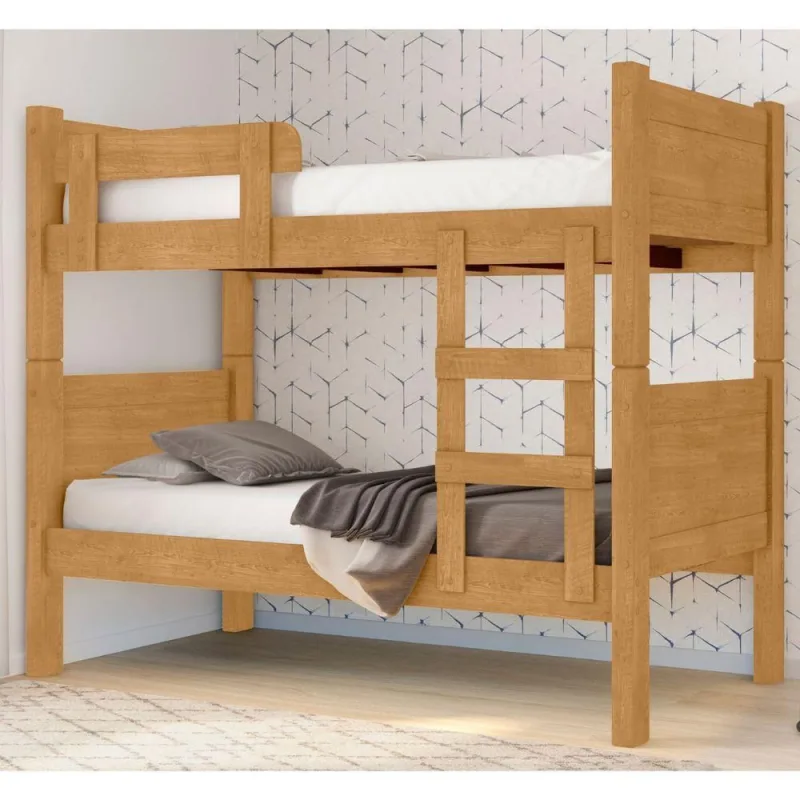 Beliche Solteiro Artemis com Escada e Grades MDF Naturalle Marrom Framar - Framar