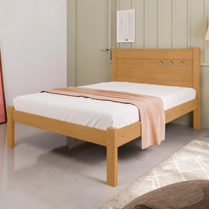 Cama Casal Pérola Naturalle Off White MDF 200kg Marrom Framar - Framar - Cama, Mesa E Banho