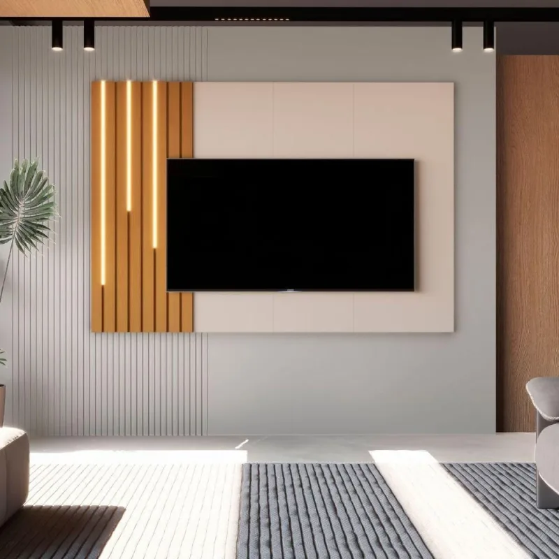 Painel para TV Yara 70 Polegadas 180CM MDF Off White Bechara Móveis - OUTRAS