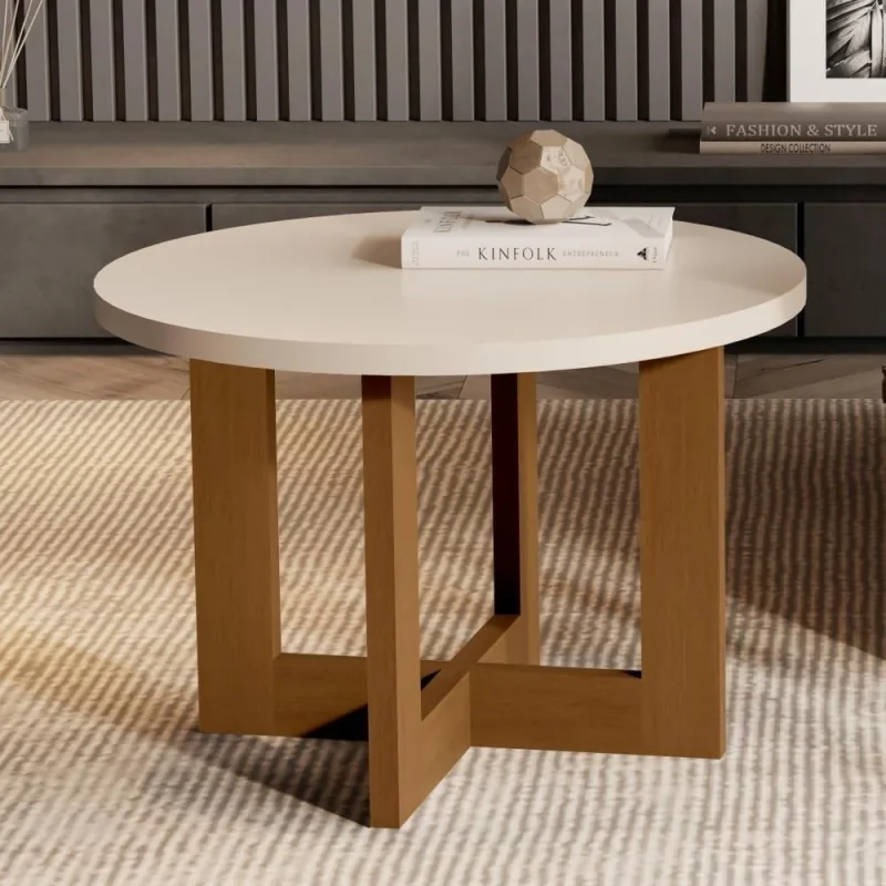 Mesa de Centro Ravena Redondo MDF 60CM Pérola Bechara Móveis - OUTRAS