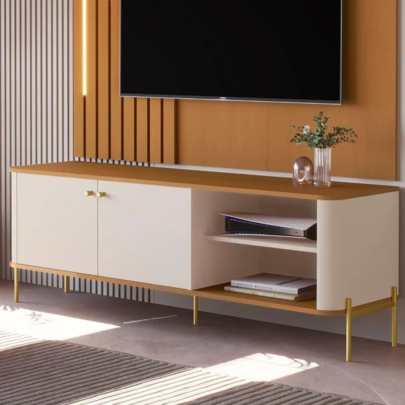 Rack para TV Rack Bruma Nobre 58 Polegadas 143CM MDF Off White Nature - OUTRAS