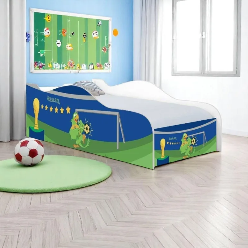 Cama Infantil Copa do Mundo com Grade de Proteção MDF Casah - Casah - Móveis