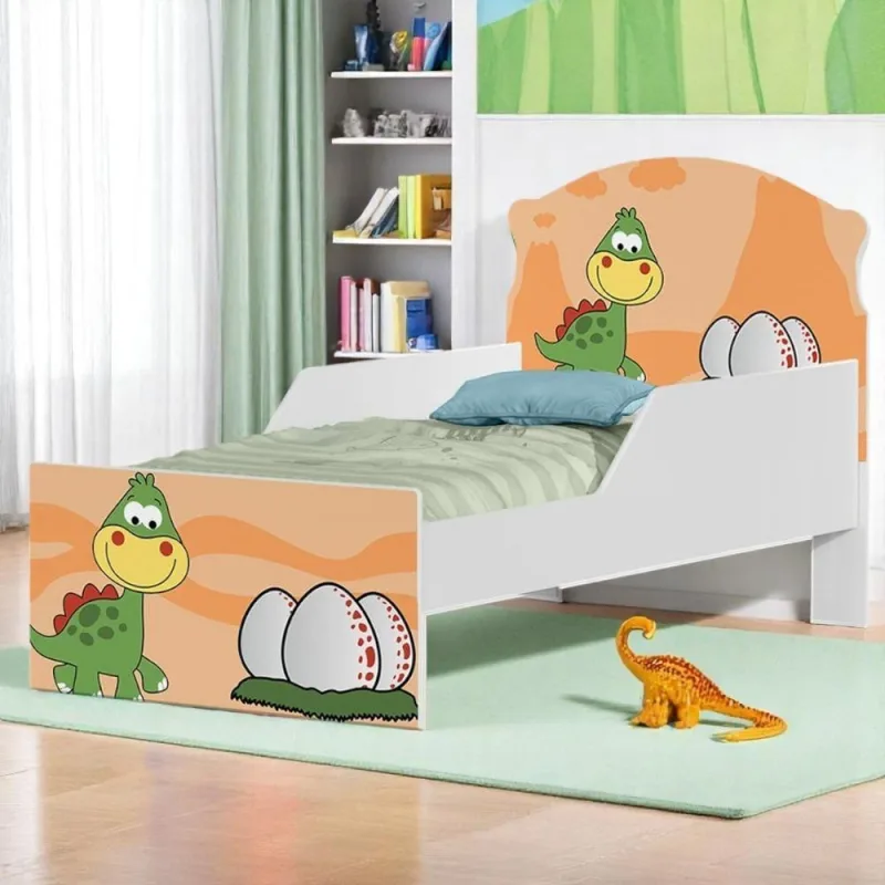 Cama Infantil Dinossaurinho Mini Cama MDF Branco Cambel Móveis - Cambel Moveis - Móveis