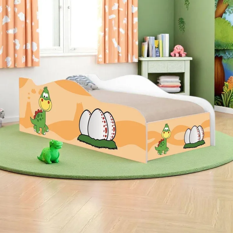 Cama Dinossauro Bebê com Grade de Proteção MDF Marrom Casah - Casah - Cama, Mesa E Banho
