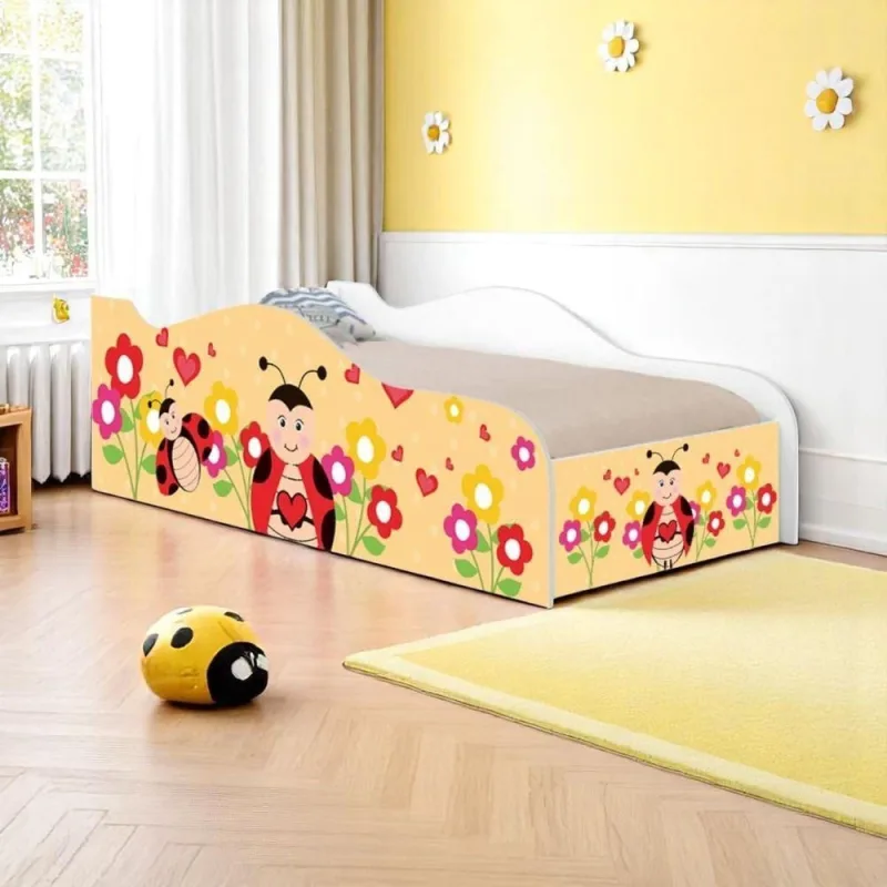 Mini Cama Infantil Joaninha com Grade MDF Branco Solteiro Casah - Casah - Agro