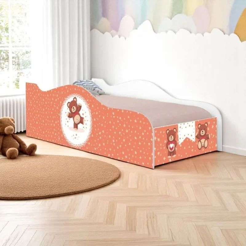 Cama Infantil Solteiro Ursinho de Pelúcia MDF Branco Casah - Casah