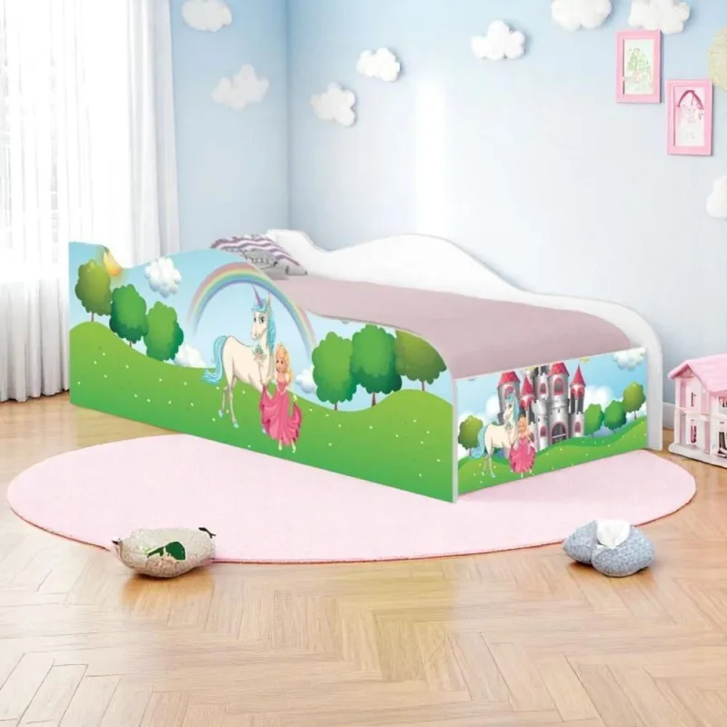 Cama Infantil Princesa Encantada com Grade de Proteção MDF Branco Casah - Casah - Móveis