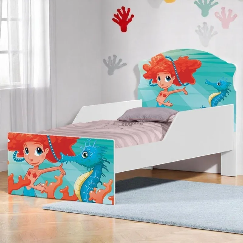 Cama Infantil Sereia Menina com Colchão MDF Branco Cambel Móveis - Cambel Moveis