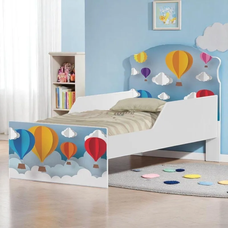 Cama Infantil Capadócia Balões Mini Cama MDF Branco Cambel Móveis - Cambel Moveis