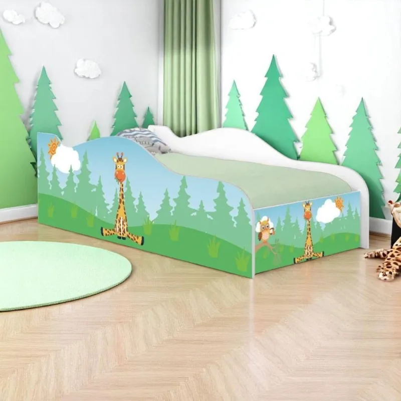 Cama Infantil Girafa e Coruja com Bordas Arredondadas MDF Branco Casah - Casah - Móveis