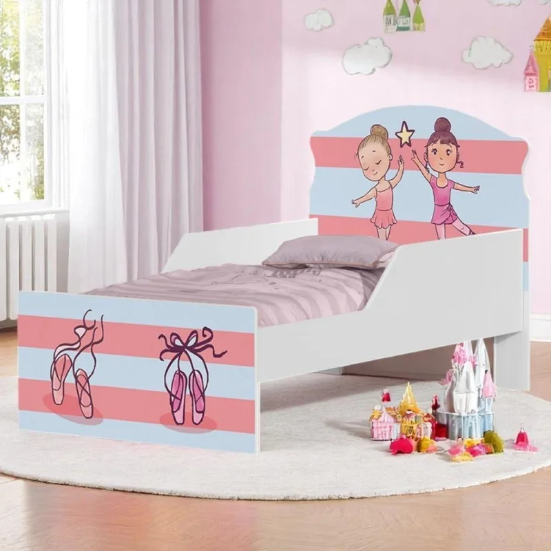 Bicama Infantil Bailarinas Meninas com Colchões MDF Branco Cambel Móveis - Cambel Moveis - Móveis