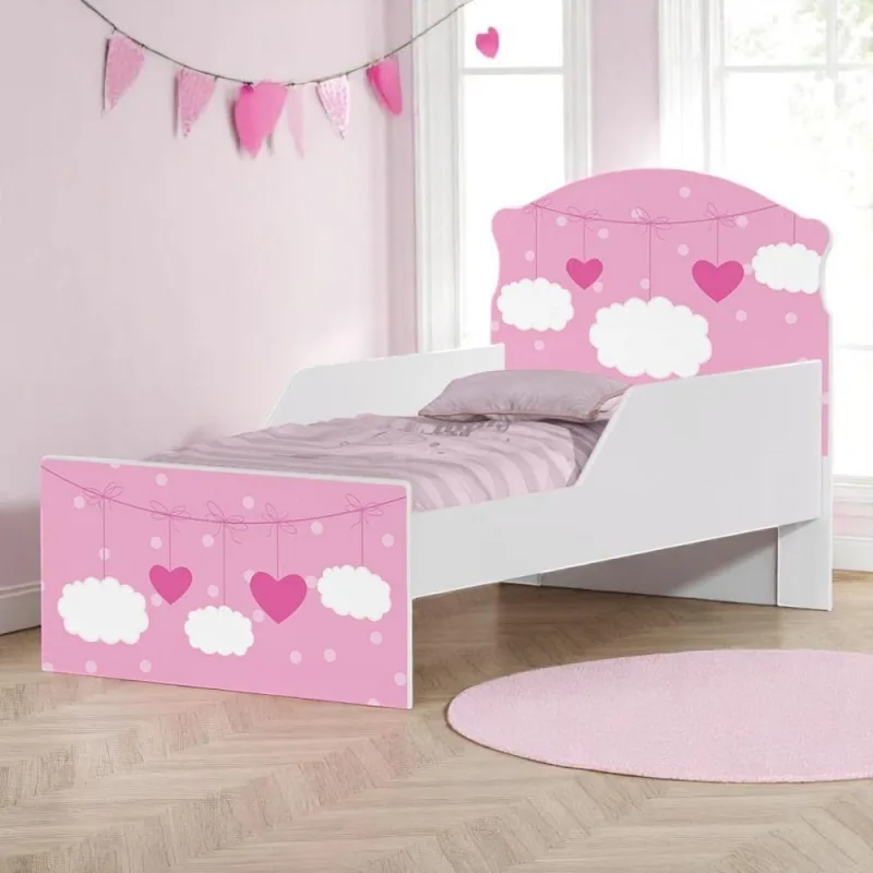 Cama Infantil Nuvens Meninas com Colchão MDF Branco Solteiro Cambel Móveis - Cambel Moveis