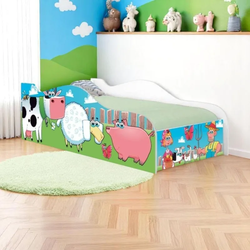 Cama Solteiro Infantil com Colchão Fazendinha e Vaquinha MDF Branco Casah - Casah - Colchões