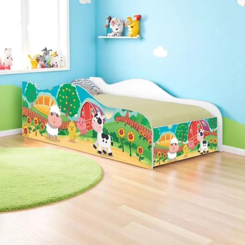 Mini Cama Infantil Fazendinha Colorida com Colchão MDF Branco Casah - Casah - Agro