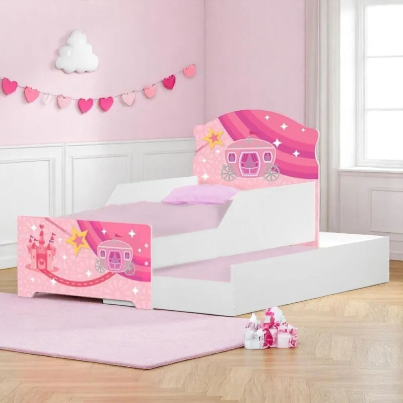 Bicama Infantil Carruagem e Castelo com Colchões MDF Branco Cambel Móveis - Cambel Moveis