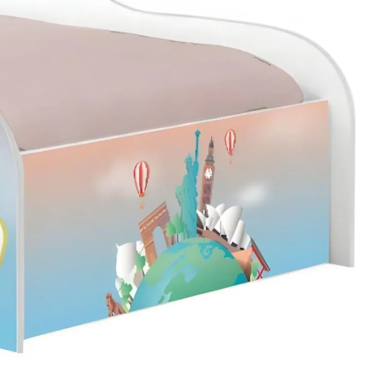 Cama Solteiro Infantil com Colchão Volta ao Mundo MDF Branco Casah - Casah
