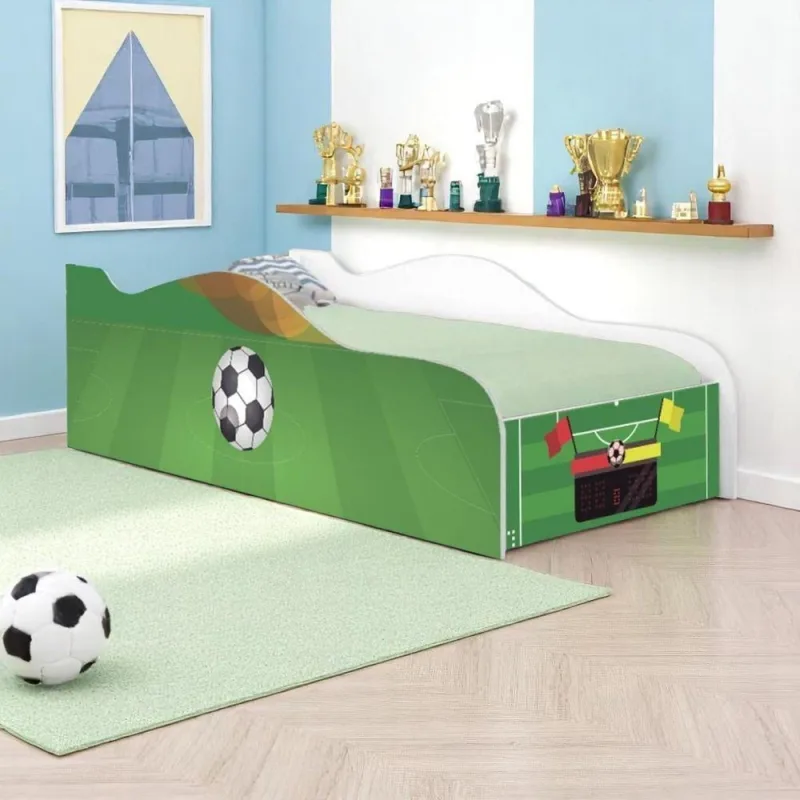 Cama Solteiro Infantil Campo de Futebol com Colchão MDF Branco Casah - Casah - Colchões