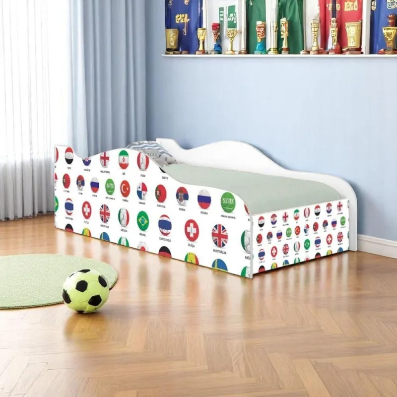 Cama Solteiro Infantil Cama Futebol Seleção com Colchão MDF Branco 88CM Casah - Casah - Colchões