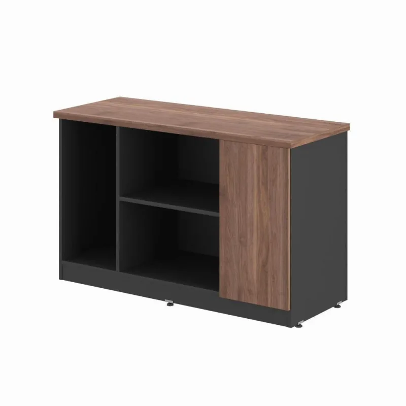 Balcão Balcao Baixo 3 Nichos Ortz Vila do Horizonte 1 Porta MDP 105CM Noce Preto Casah - Casah - Móveis