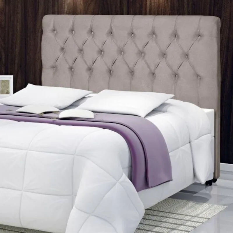 Cabeceira Estofada Norara Queen MDF-MDP Suede Palha Vitamov - OUTRAS - Móveis