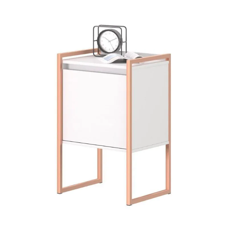 Armário Rima 1 Porta 1 Prateleira MDP 43CM Branco Cobre Plata Móveis