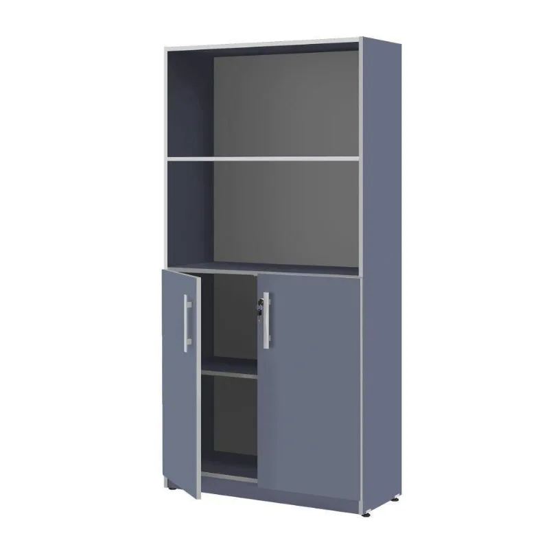 Armário Renoir 2 Portas 3 Prateleiras MDF MDP 67CM Azul Plata Móveis
