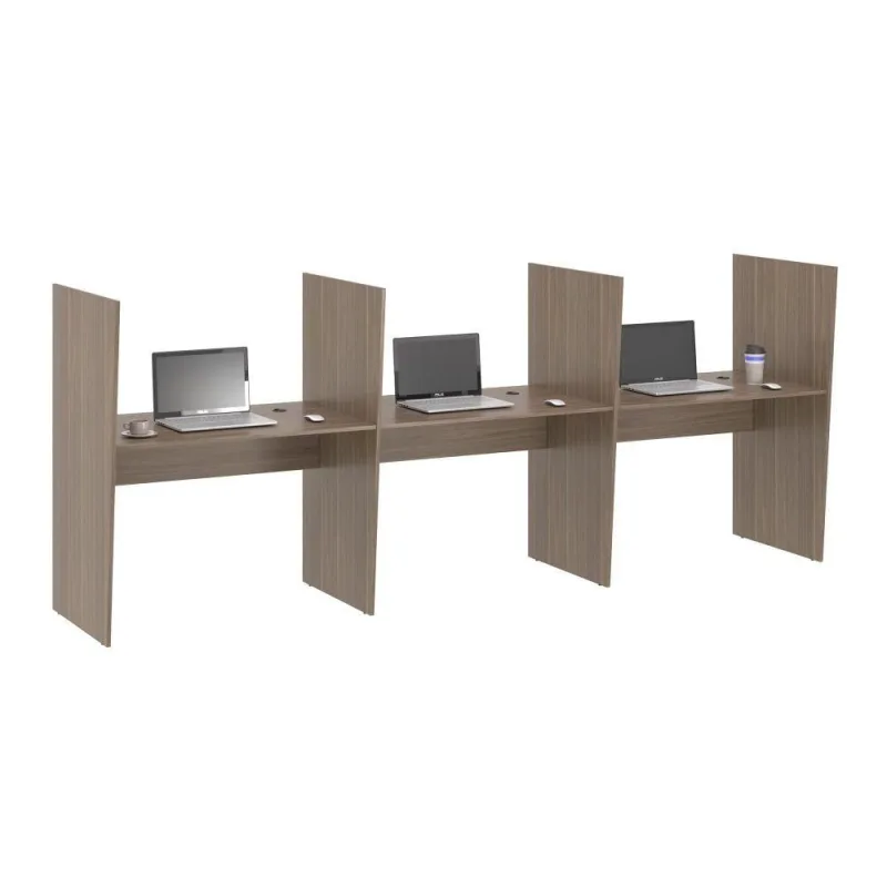 Balcão Arius Balcao de Atendimento 3 Lugar Mixer Affara para Recepção com 3 Lugares Marrom Casah - Casah - Móveis