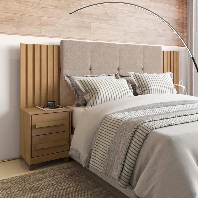 Cabeceira Íris Casal Regulável MDF Cinamomo com Gavetas RV Móveis - RV Móveis - Móveis