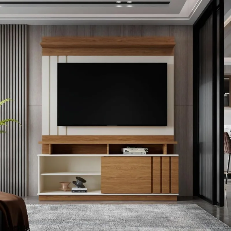 Painel TV Goias 75" 150CM MDF-MDP Laqueado Off White Amendoa Mais de Casa - OUTRAS - Agro