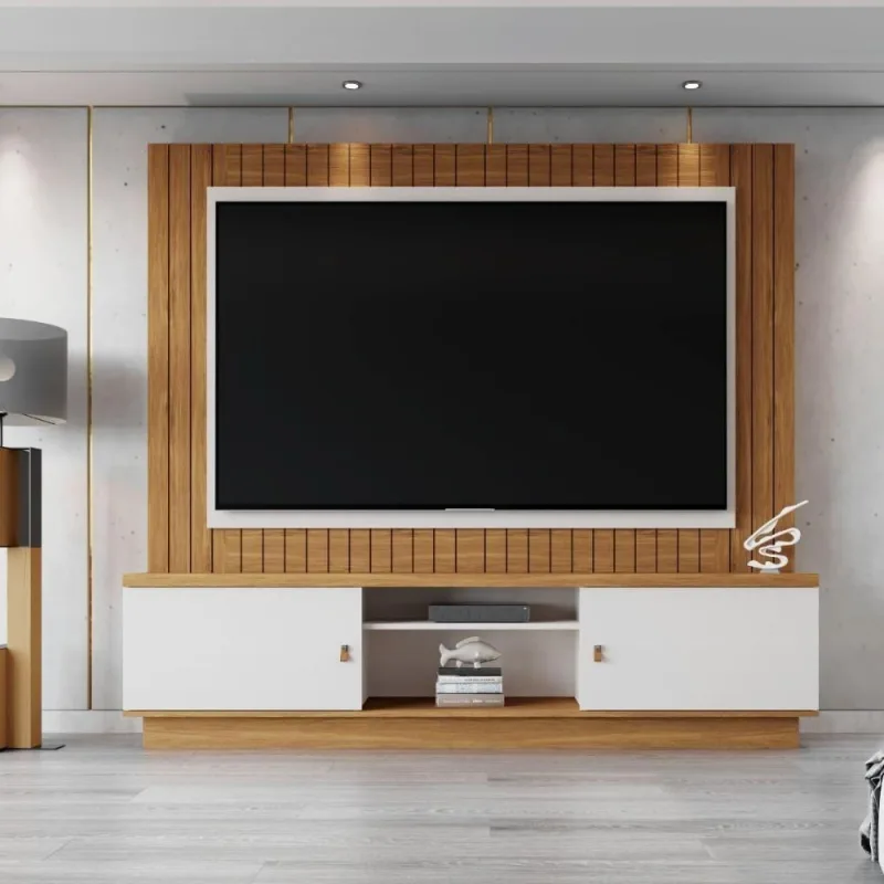Painel para TV Santos 75" 201CM MDF-MDP Off White Amendoa Mais de Casa - OUTRAS - Agro