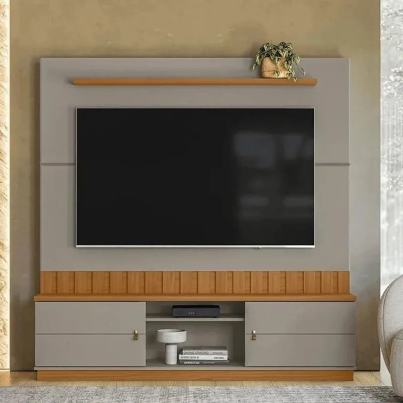 Painel para TV Florianopolis 75" 175CM MDF MDP Fosco Amêndoa Mais de Casa - OUTRAS - Agro