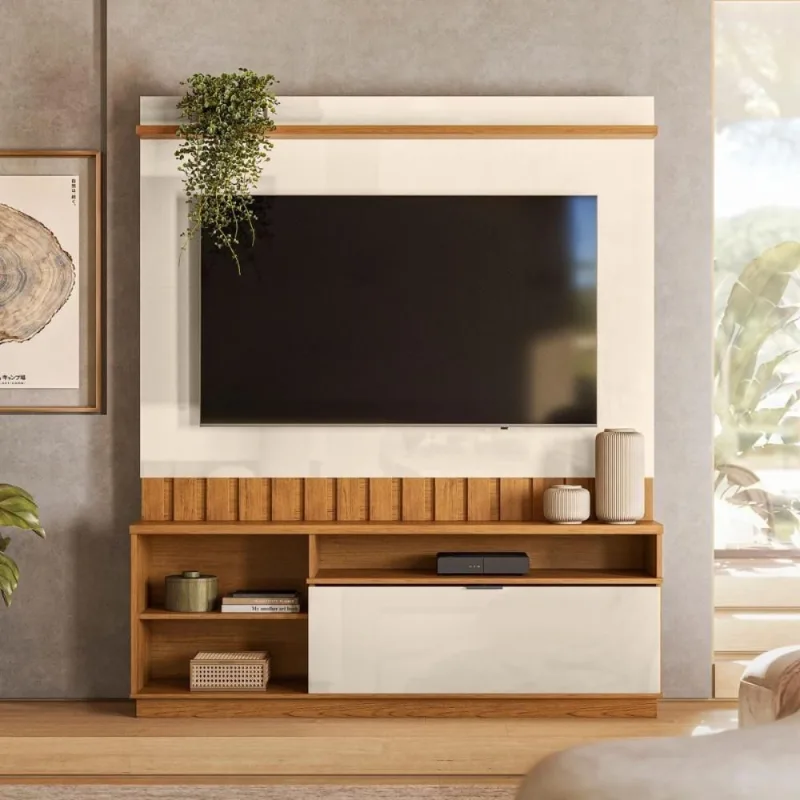 Painel TV Diamantina 75" 150CM MDF-MDP Off White Mais de Casa - OUTRAS - Agro