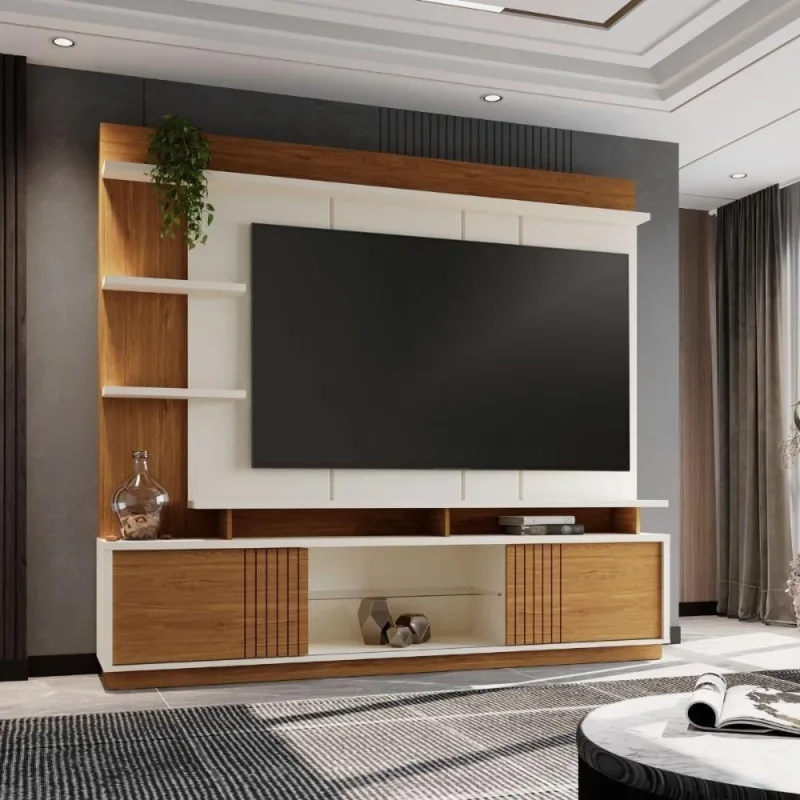Painel para TV Vinhedos Até 75 200CM MDF MDP Off White Mais de Casa - OUTRAS