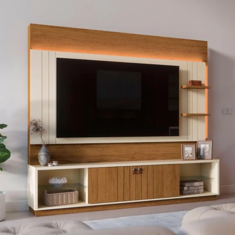 Painel para TV Guaíba 2.0 75" 200CM MDP-MDF Off White Mais de Casa - OUTRAS - Agro