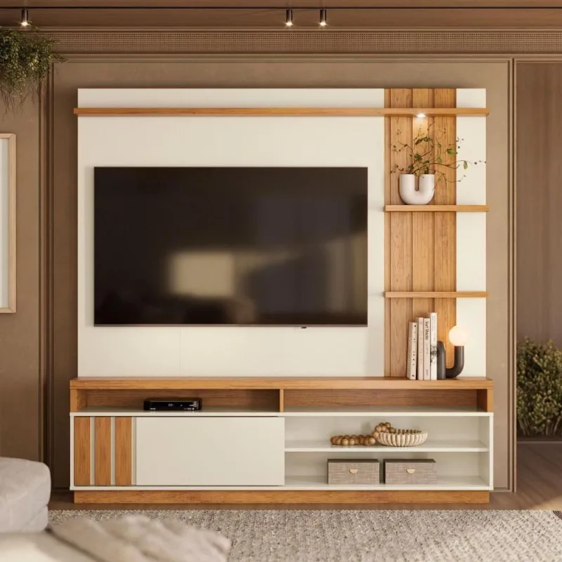 Painel para TV Mariana Até 75 180CM MDF-MDP Off White Canela Casah - Casah - Agro