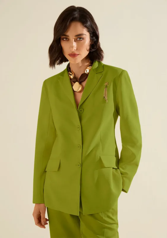 Blazer Morena Rosa Ajustado Manga Longa Padrão Verde - Morena Rosa - Outlet