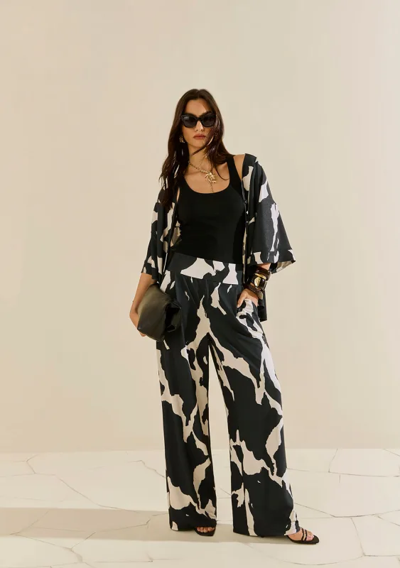 Kimono Morena Rosa Solto Manga 3 Quartos Padrão Preto - Morena Rosa - Outlet