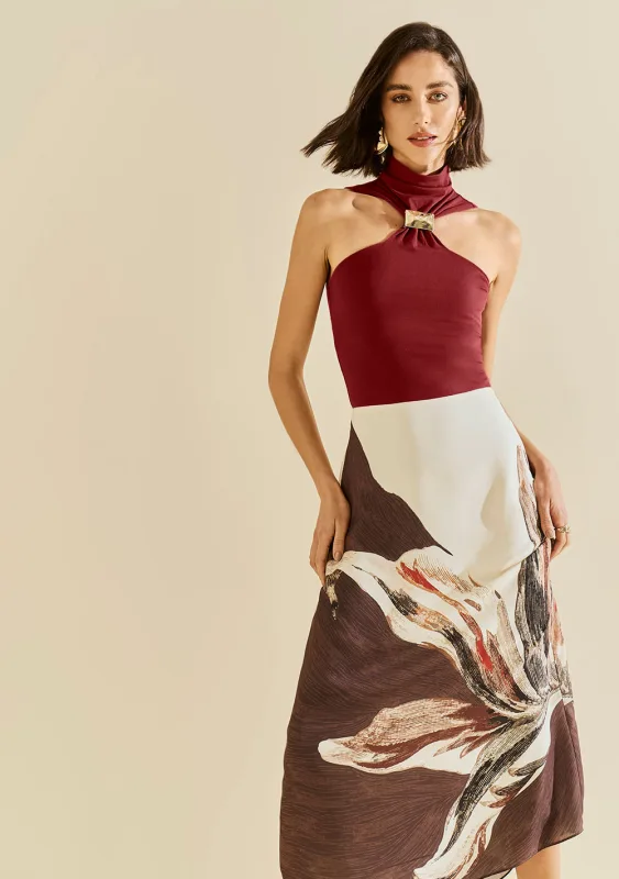 Regata Morena Rosa Ajustada Gola Alta Padrão Vermelho - Morena Rosa - Outlet