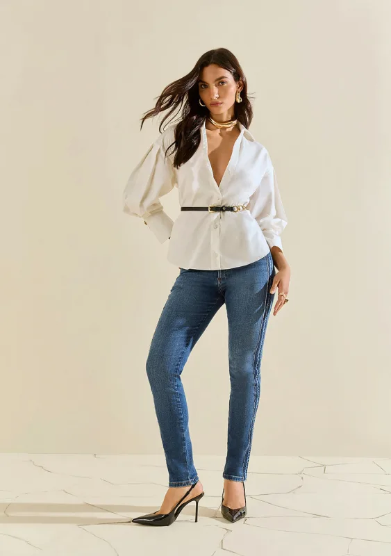 Calça Morena Rosa Skinny Alta Azul - Morena Rosa - Outlet