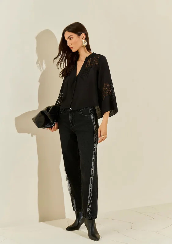Calça Morena Rosa Reta Média Preto - Morena Rosa - Outlet