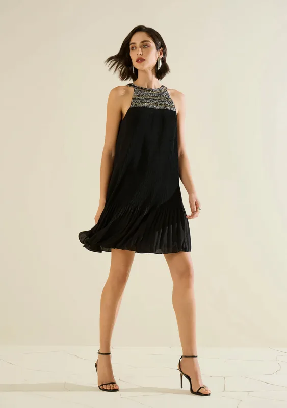 Vestido Morena Rosa Solto Decote Careca Sem Manga Curto Preto - Morena Rosa - Outlet