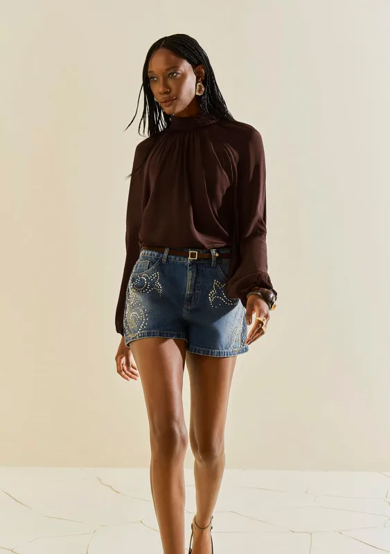 Shorts Morena Rosa Reto Média Azul - Morena Rosa - Outlet